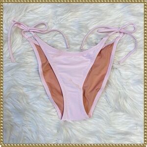 NWT J. Crew Light Pink Striped Texture String Swim Bikini Bottoms Size Small
